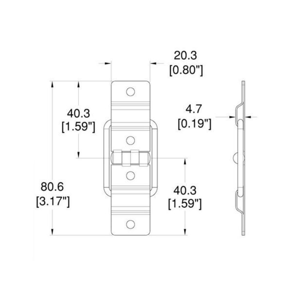 charnière stop petit modèle p1325 accessoire de flycase plan technique