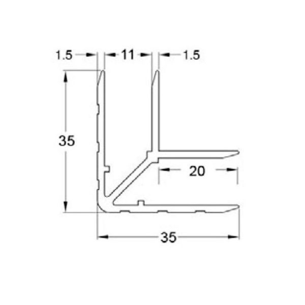 profilé aluminium casemaker 30/30 mm de 11mm eg-2255 plan technique