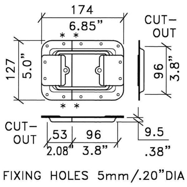 Arrêtoir de couvercle grand modèle D0554Z dessin technique