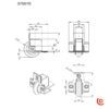 Roulette encastrable 75 mm pour flight case 37551 S dessin technique