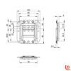 Arrêtoir de Couvercle avec Charnière et passage de profilé pour flight cases 27095 dessin technique