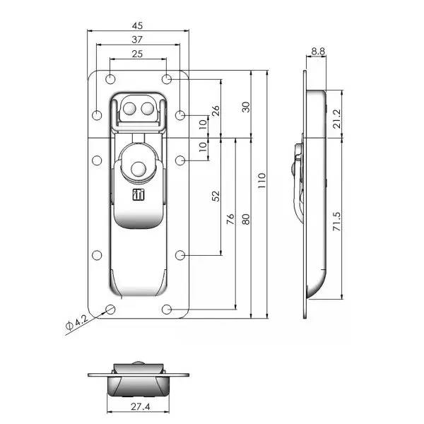 Fermoir spécial rack 2U 17202 plan technique