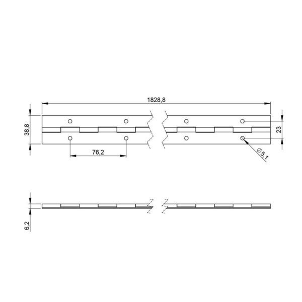 charnière piano en barre de 1.8 2605 accessoire de flycase plan technique