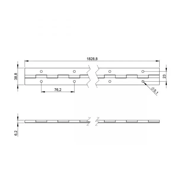 charnière piano en barre de 1.8 2605 accessoire de flycase plan technique