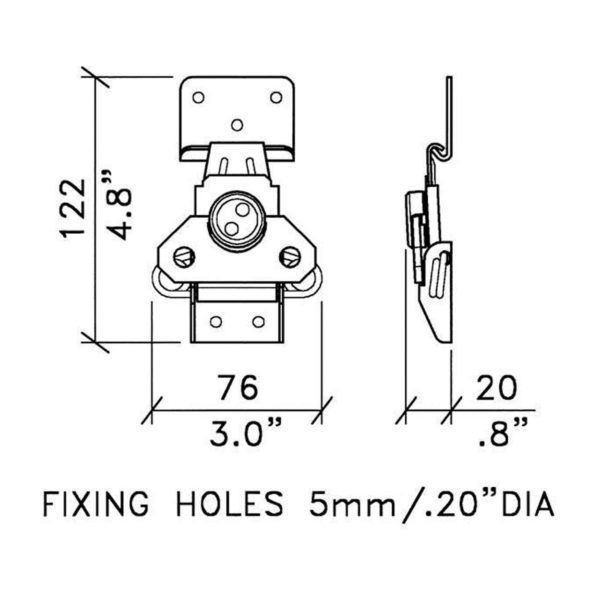 Fermoir papillon de surface grand modèle L0925z plan technique