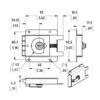 Fermoir capot plat avec serrure à clef + support L2472 plan technique