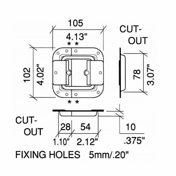 Arretoir de couvercle d0553z accessoire de flycase plan technique