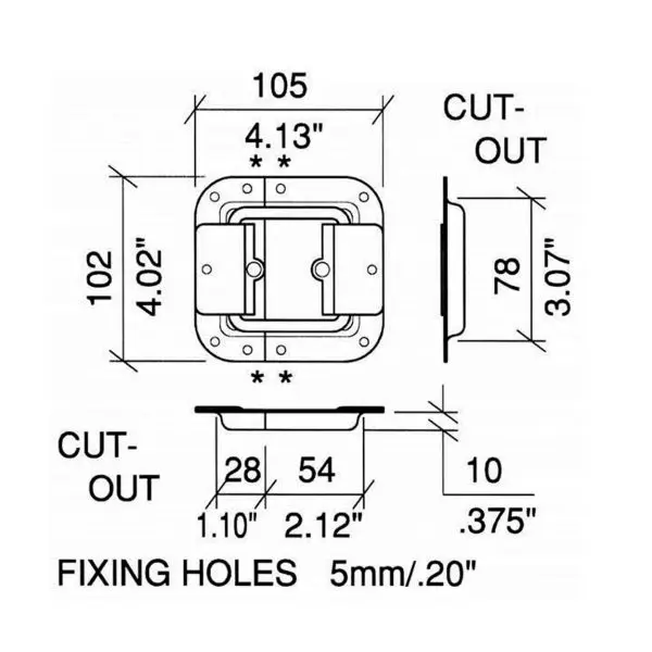 Arretoir de couvercle d0553z accessoire de flycase plan technique