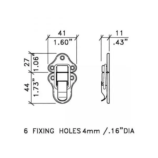 Fermeture grenouille petit modèle L0560z plan technique