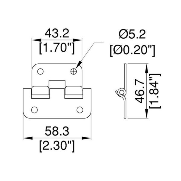 Charnière dégondable p0625z plan technique