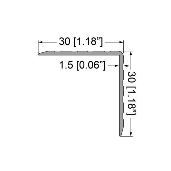 profilé aluminium cornière de 30/30 mm 120405 plan technique