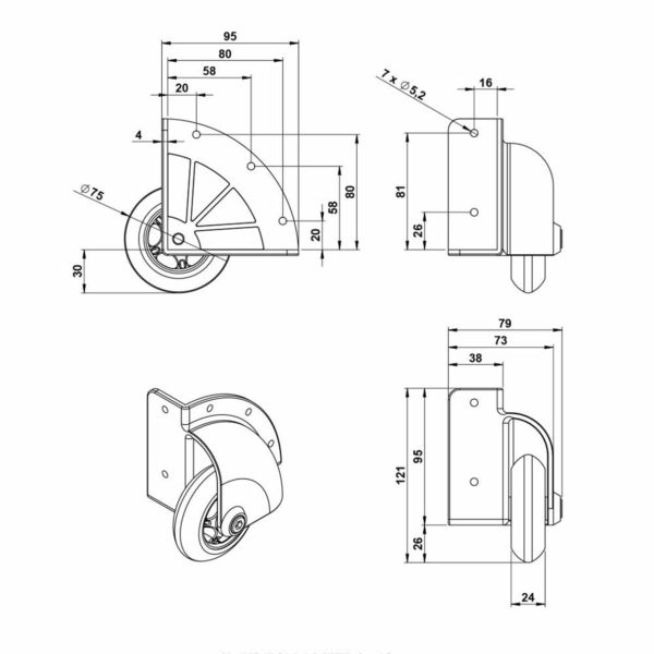 Roulettes de coin de flycase 37500 fiche technique