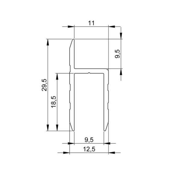 profilé aluminium en h pour porte de service 6130 plan technique