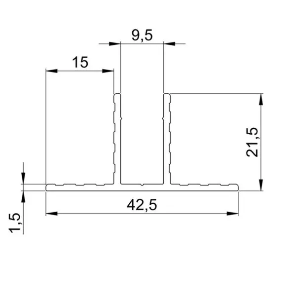 profilé aluminium embase de cloison 9.5 mm 6230 plan technique