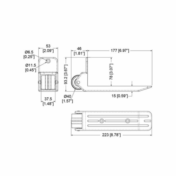 Roulettes d 'angles pour flycase a5251 plan technique