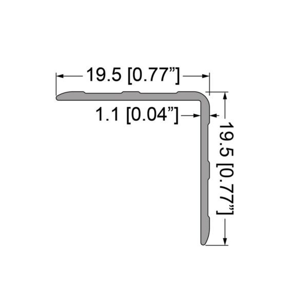 profilé aluminium cornière de 20/20 mm eg-0121 plan technique