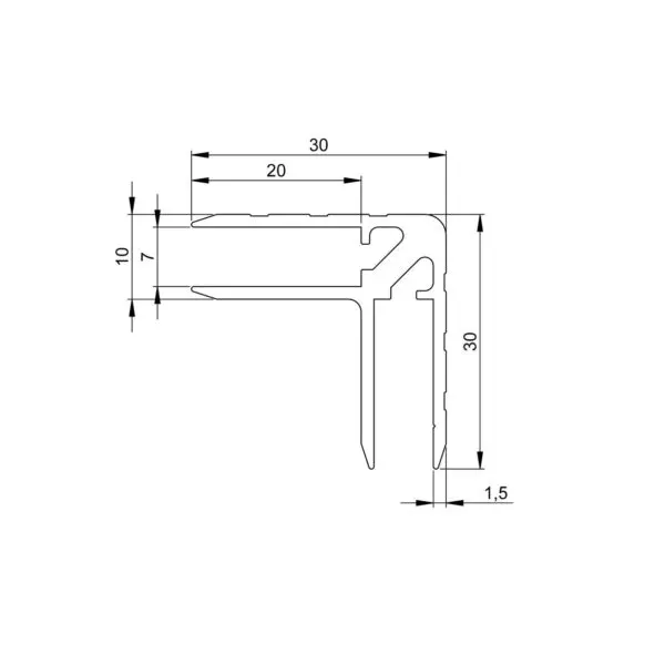 profilé aluminium casemaker 30/30 mm eg-0156 plan technique