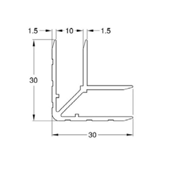 profilé aluminium casemaker 30/30 mm de 10mm eg-0162 plan technique