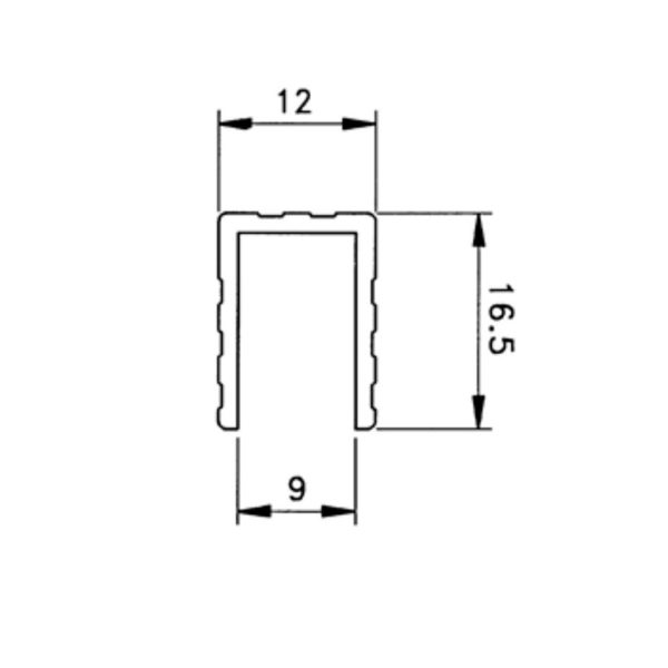 profilé aluminium sommet de cloison 9.5 mm eg-0655 plan technique