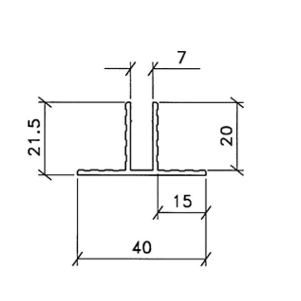 profilé aluminium embase de cloison 7 mm mg-0600 plan technique