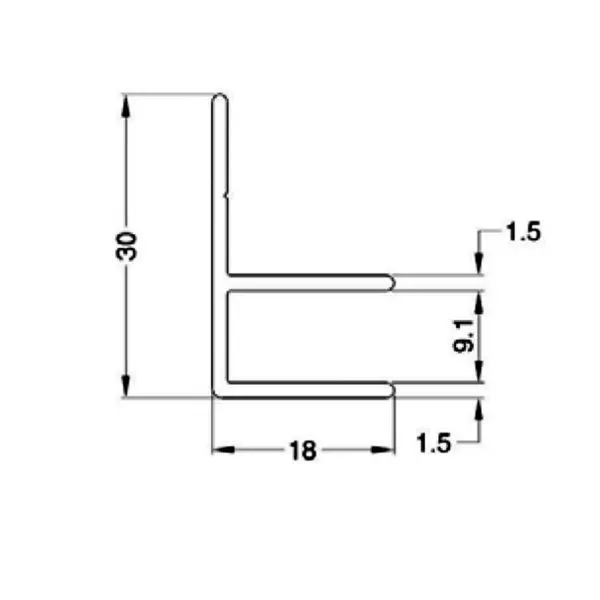 profilé aluminium en F pour flycase mg-0611 plan technique