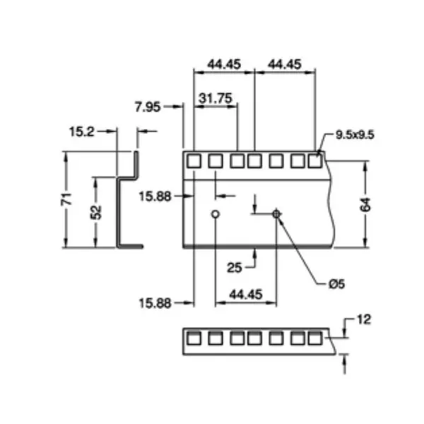 profilé acier double pour rack rg-6145 plan technique