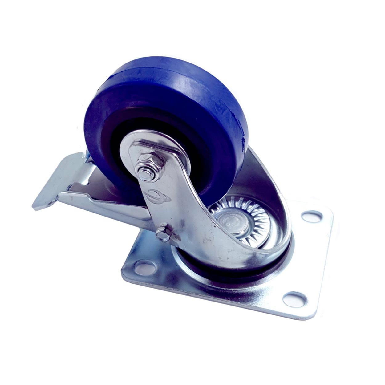 Roulette Guitel pivotante avec frein 80 mm polyamide bandage bleu