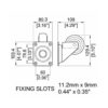 roulette pivotante de 80 mm de diametre sans frein accessoire de flycase plan technique