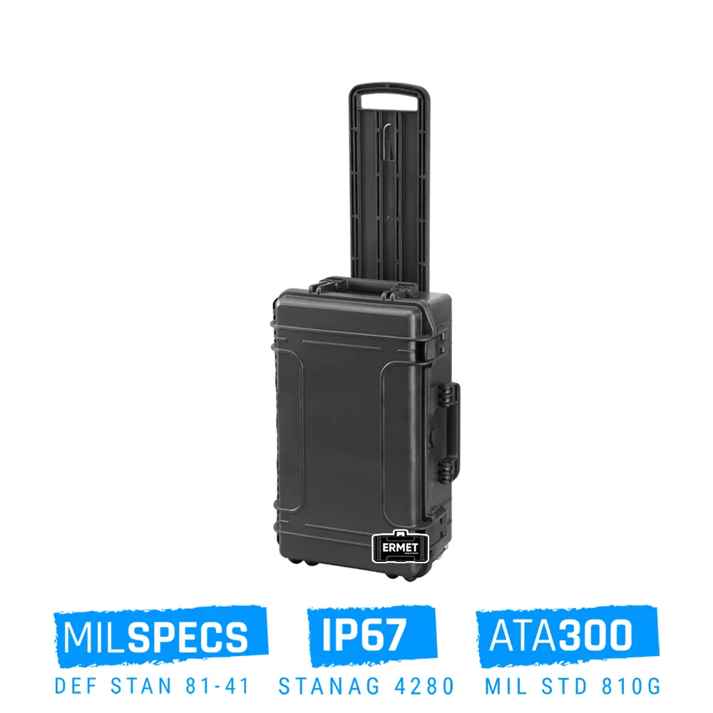 valise cabine étanche antichocs ermet 236 avec mousse prédécoupée et trolley