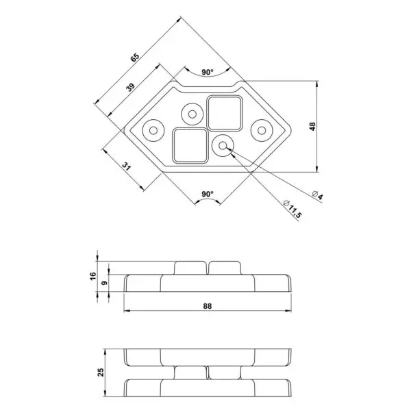 pieds plastique empilable 4939 plan technique