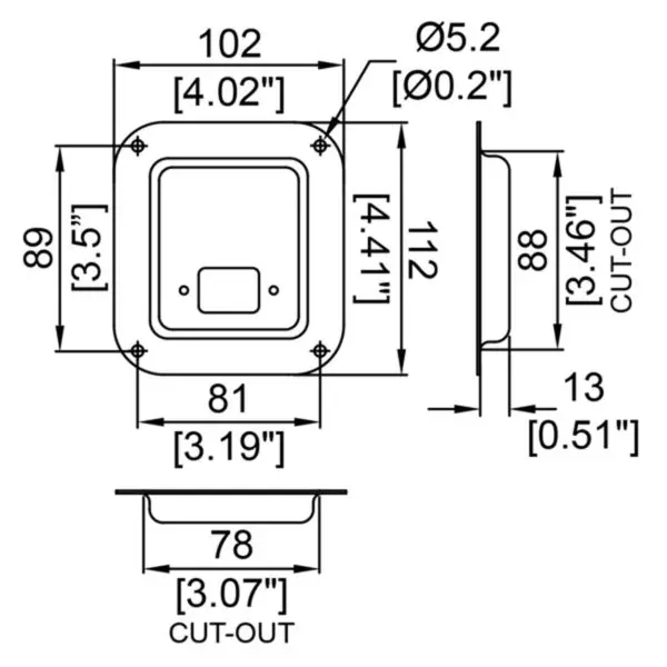 Cuvette noir pour 1 connecteur IECC d0946/10k plan technique