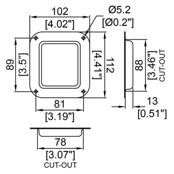 cuvette vierge petit modèle d0946z plan technique