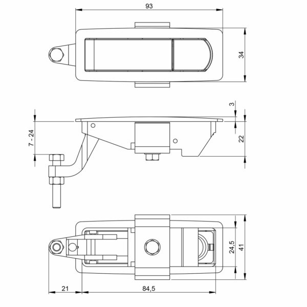 fermoir encastré sans clef lg-2485s plan technique