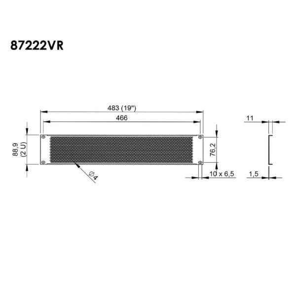 panneau d'acier rackable 2U