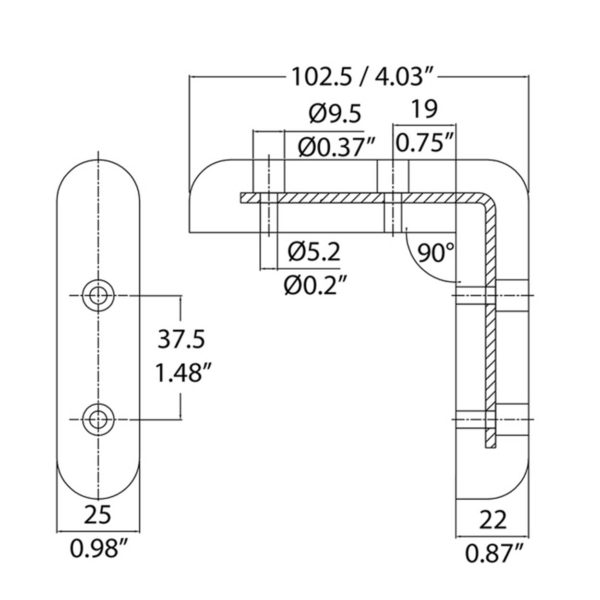 protecteur d'angle 5387-GREY dimensions