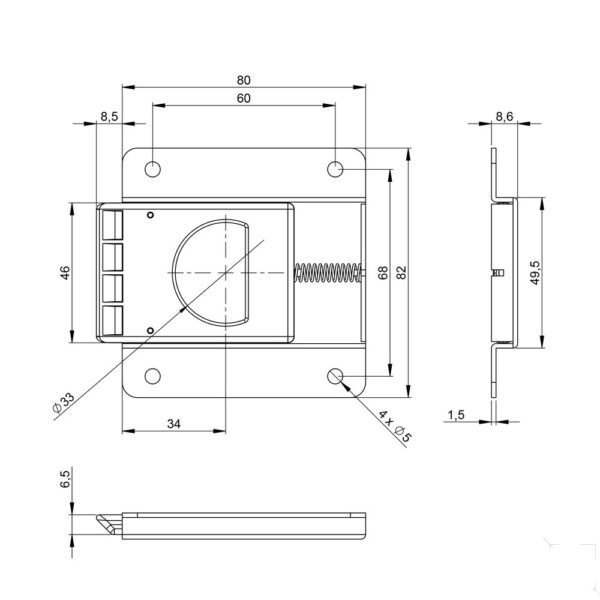 Kit fermoir capot plat KIT-FRM-CPPLT dessin technique-1