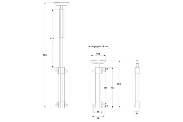 Poignée télescopique à trolley HG-4083 dessin technique