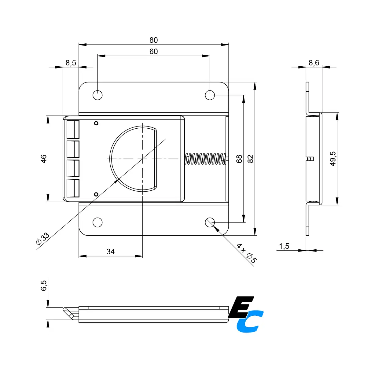 Fermeture à pêne sliding latch 16540