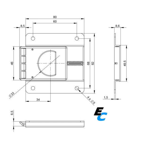 partie de fermoir extra fin capot plat 16541