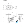 Plan de la roulette de 80 mm de diamètre avec frein 372091