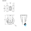 Plan de la roulette fixe sans frein de 100 mm de diamètre 372141