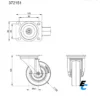 Plan de la roulette pivotante sans frein 100 mm de diamètre 372151 avec bandage bleu