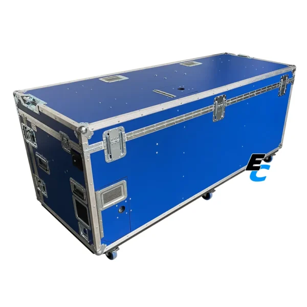 Flight case télémétrie 5 écrans sur roulettes