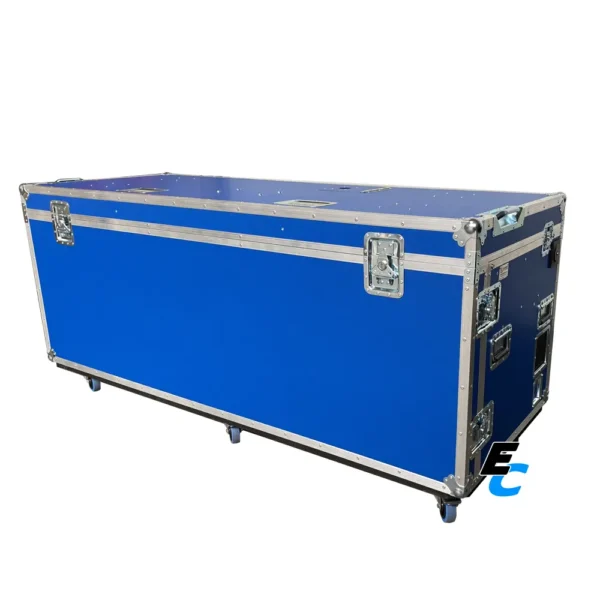 Flight case télémétrie 5 écrans sur roulettes