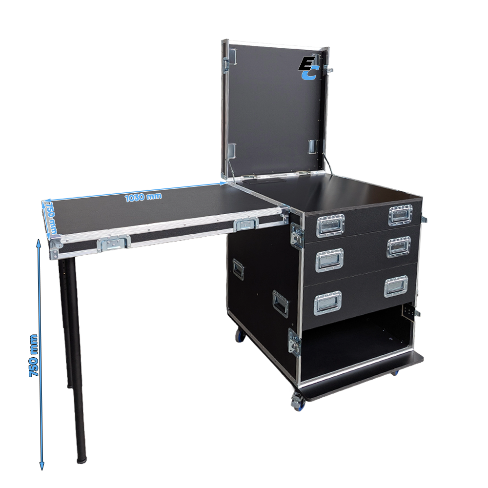 flight case motorsport servante table