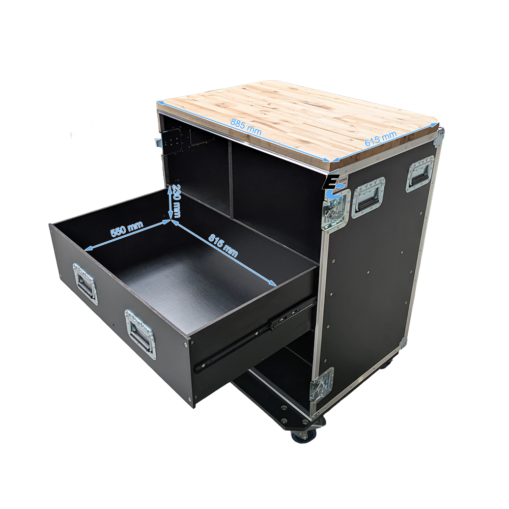 flight case petit catering avec plan de travail